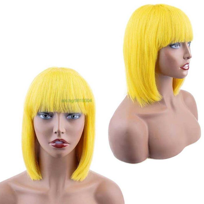 Жълта перука 100% естествен косъм