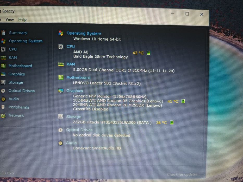 laptop Lenovo 8gb ram/A8 7100/video dedicat