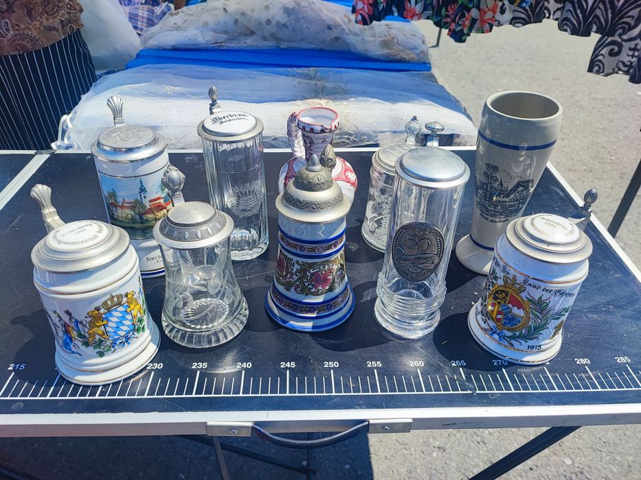 10 buc Halbe vechi carafe pahare cu capac colecție vintage