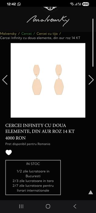 Vând cercei aur Malvensky