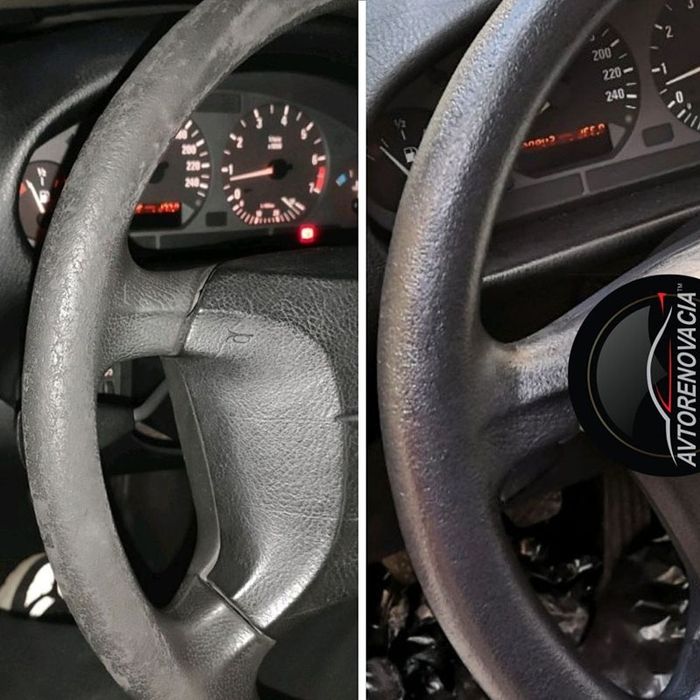 Възстановяване на черен гумен/синтетичен волан