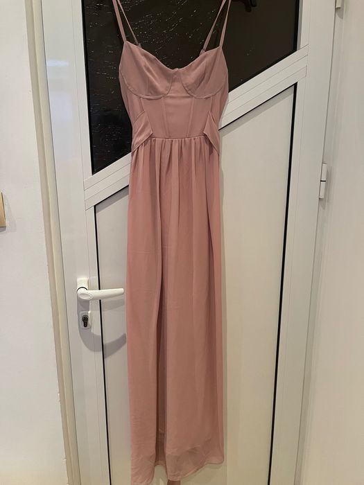 TFNC London дълга розова рокля, XS-S, официална, шаферска, шифонена