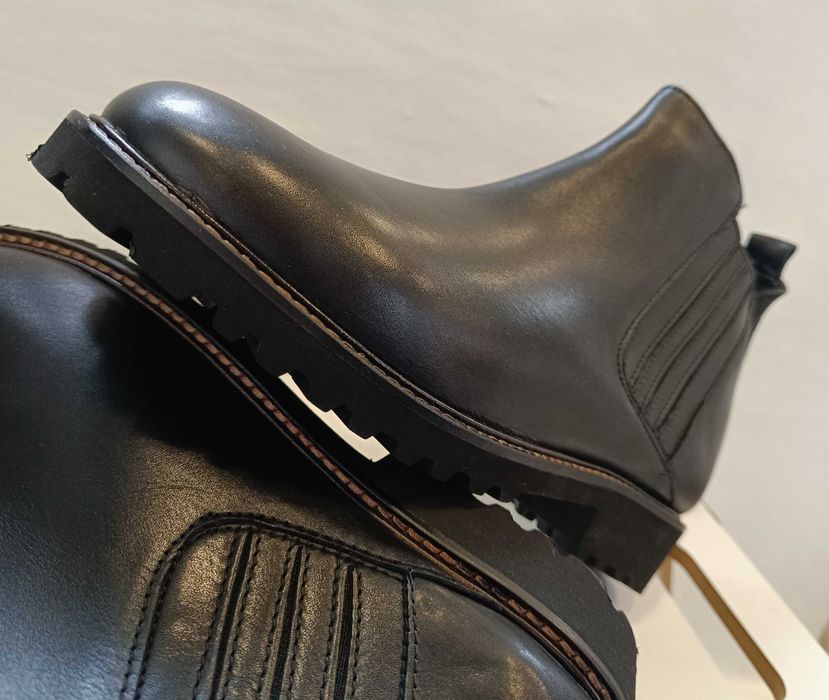Ghete chelsea 39 plain toe Cafe NOIR NOI piele naturala moale