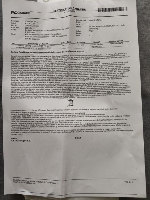 Tastatura Logitech /G515 TKL/Garanție 2027