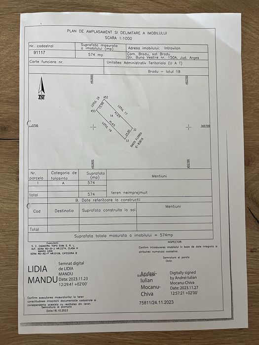 Teren Bradu 574 mp intravilan | utilități aproape | ideal casă sau investitie !