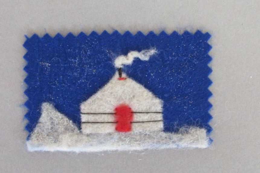 Ръчно изработена коледна картичка от филц с плик