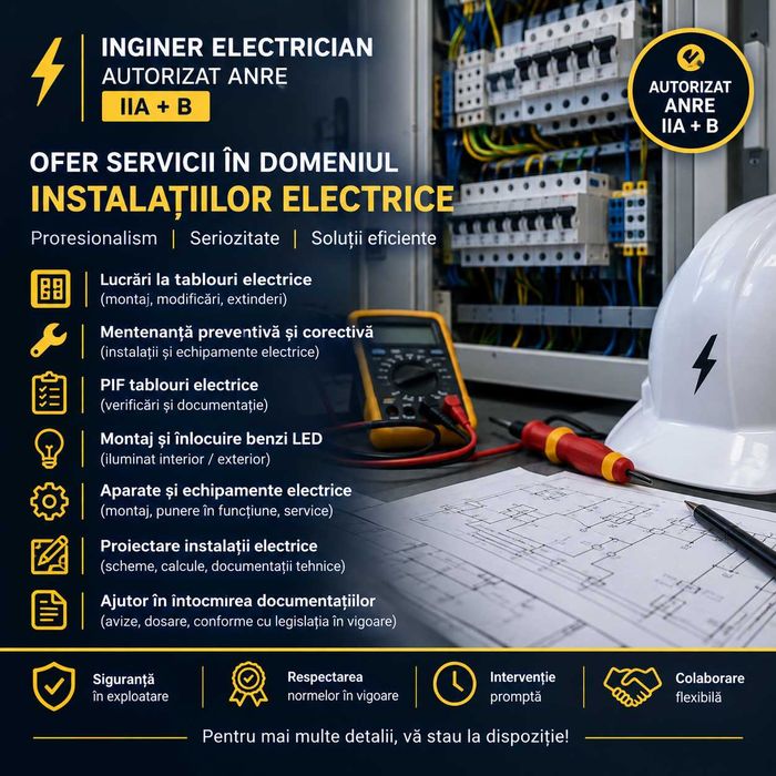 Inginer Electrician Autorizat ANRE IIA+B – Smart Home, Tablouri, Mentenanță