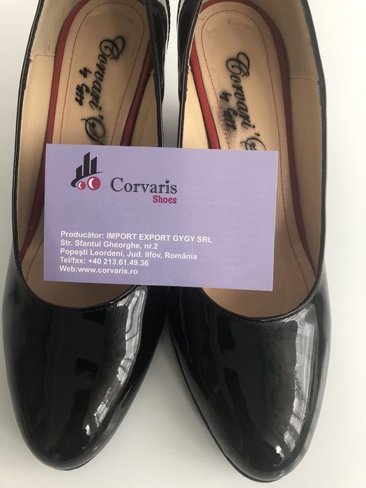 Pantofi piele lac negri