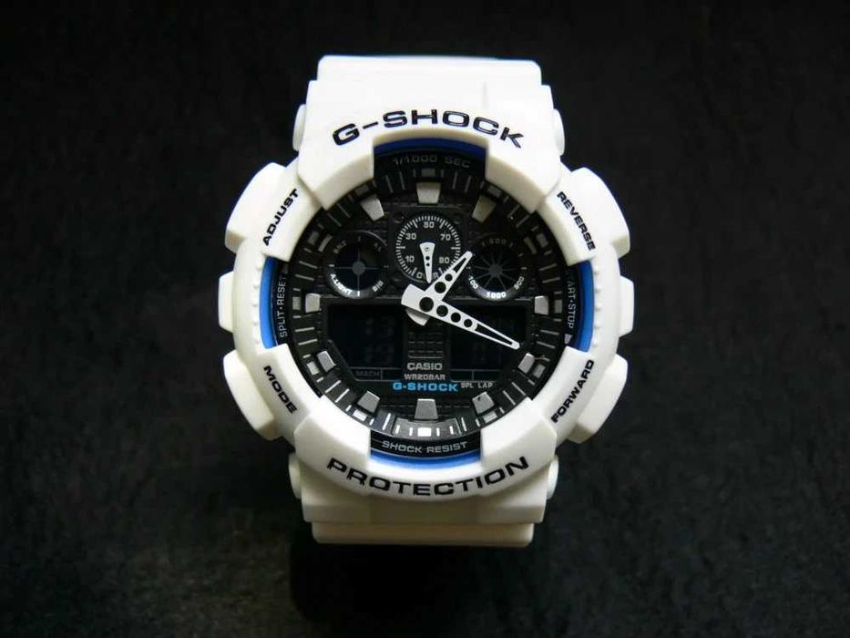 Ceas Sport Casio G-SHOCK GA-100 WHITE BLACK - NOU 2026 !! Alb Mat !
