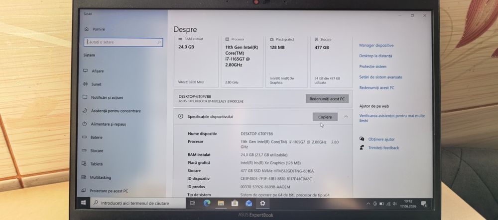 Laptop Asus ExpertBook B1__i7-1165G7 gen 11__24GB DDR4__512GB SSD__Bateria 3-4 ore_14"IPS_BONUS - Boxa Bluetooth