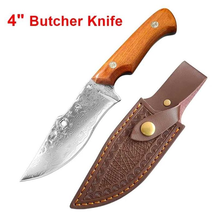 Ловни ножове 3 модела от дамаскова стомана: за дране, сатър, ловен