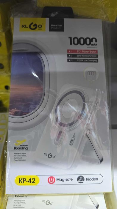 Външна преносима батерия 10 000 mAh KLGO KP-42 SS000560, безжично заре
