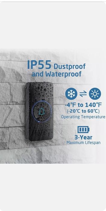 Sigilata Sonerie Wireless Tecknet,2 receptoare,led,52 melodii,400m