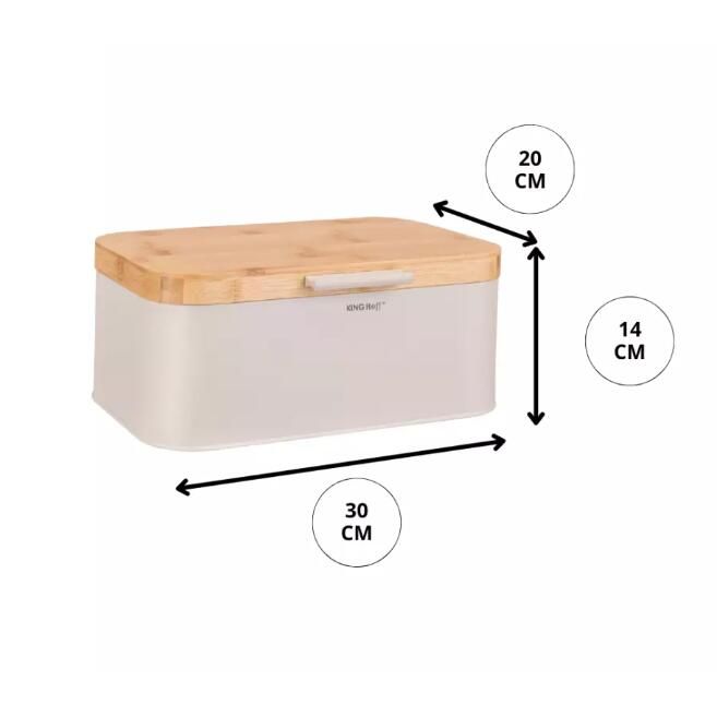 Cutie pentru paine, bej, cu capac din bambus, 30 × 20 × 14 cm,