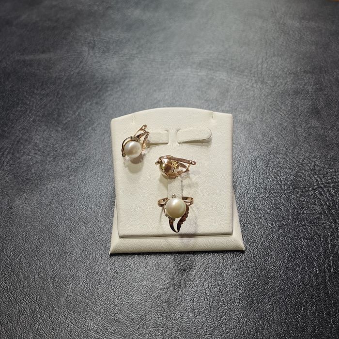 Комплект Золотой с Бриллиантами Жемчуг