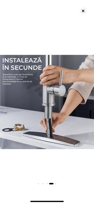 Baterie Chiuveta Bucatarie Flexibila, Cap Retractabil, Functii multipl