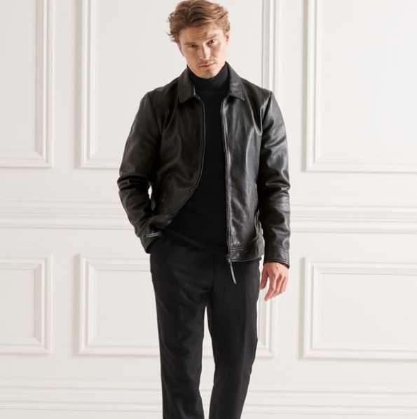 Jacheta de lux geaca piele 52 XL Atelier Torino piele si blana natural