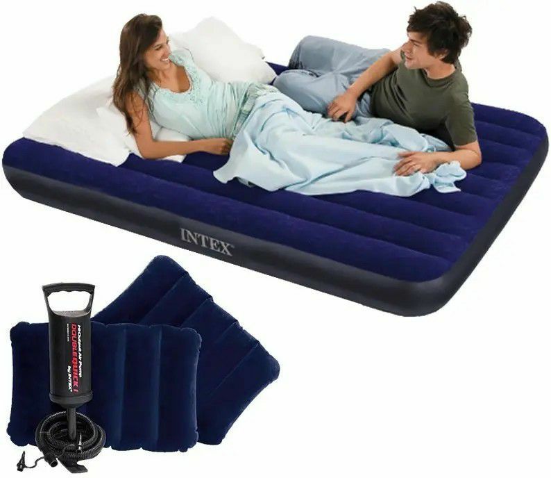 Надувной матрас-203х152х25 см. 2 подушки, насос и доставка бесплатно
