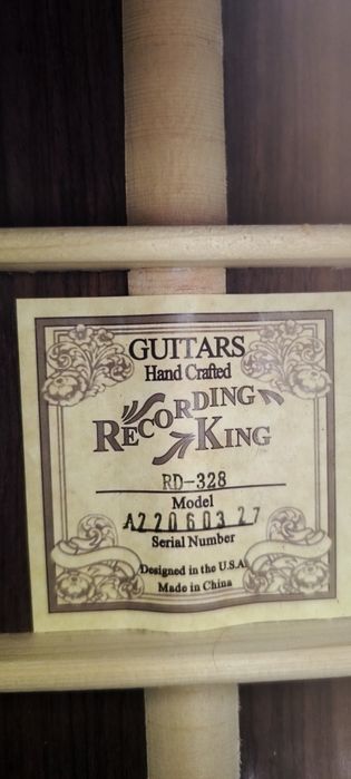 Recording King RD328 Electro Acustica Chitara All-solid Adirondack Rosewood ca Martin HD28
