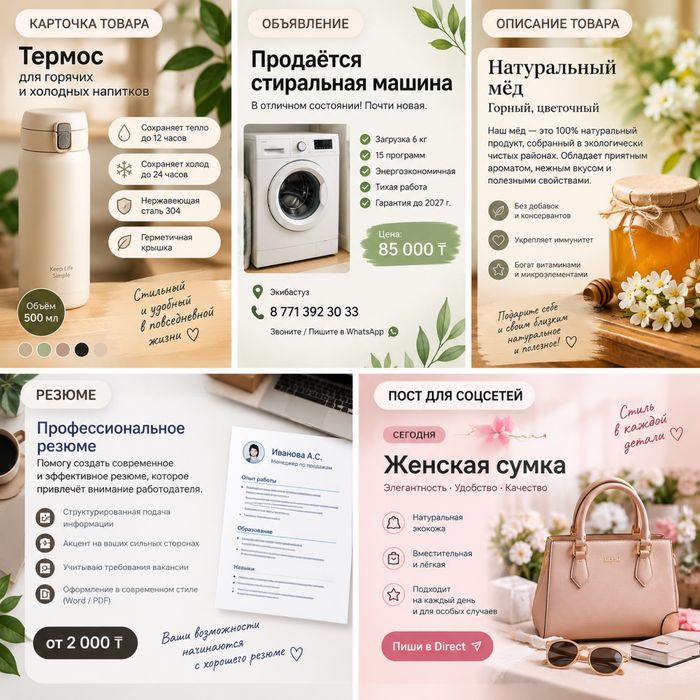 Услуги по текстам и дизайну