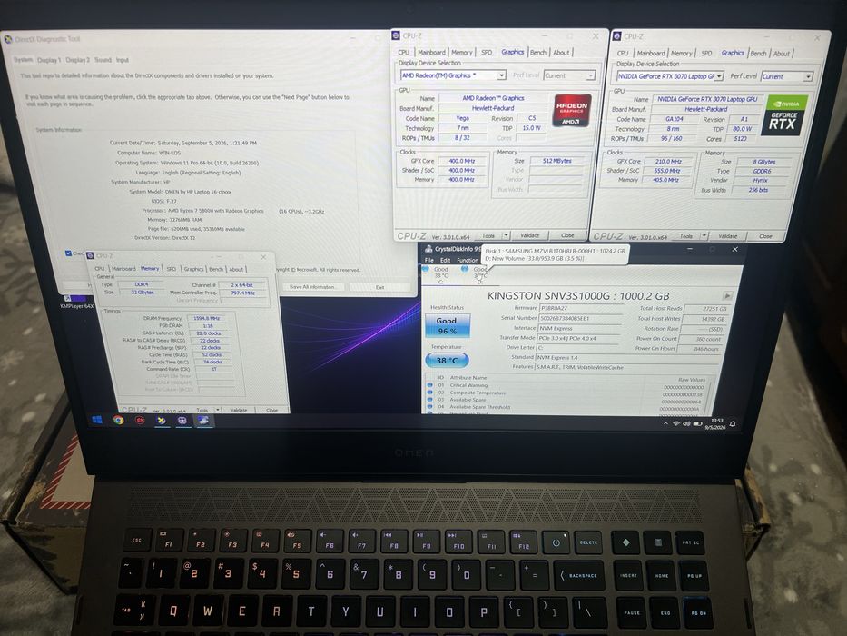 Laptop Gaming HP OMEN 16 | Ryzen 7 | RTX 3070 | 32GB RAM | 2TB SSD | 144Hz