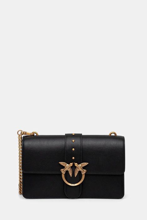 Оригинална черна кожена чанта Pinko