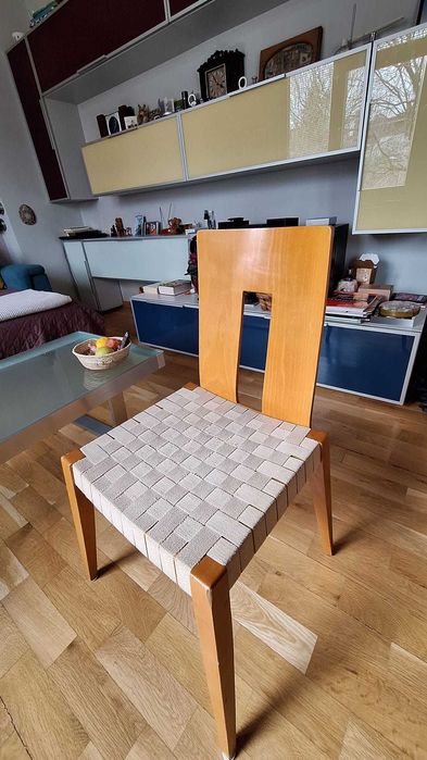 СТОЛОВЕ Масив със седлака от плетен текстил - 4 броя