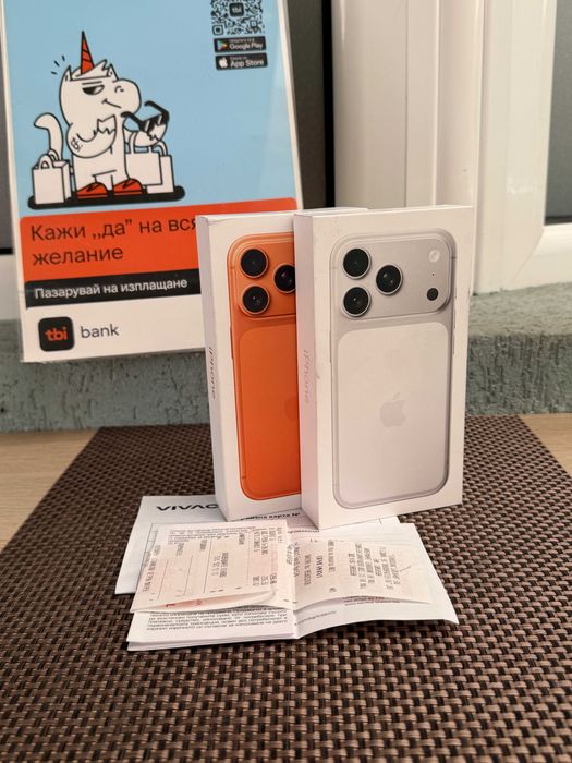 НОВ! 24М ГАРАНЦИЯ! iPhone 17 Pro * Лизинг от 48€/мес Cosmic Orange / silver 256Gb сив бял оранжев