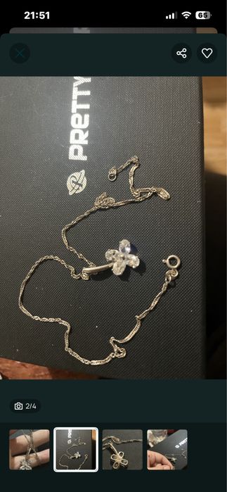 Lant argint de dama cu floare