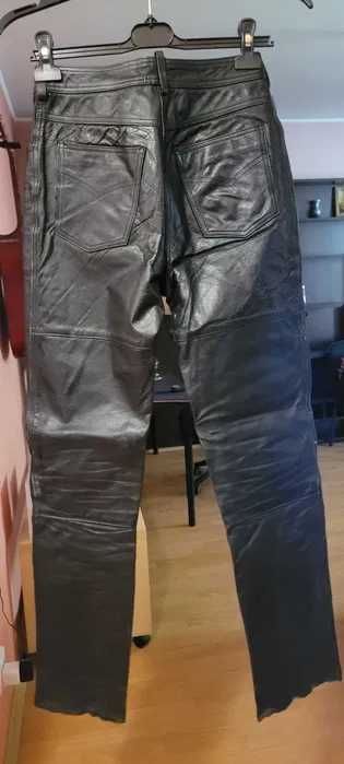 pantaloni piele, negri, marime 36, buni la moto