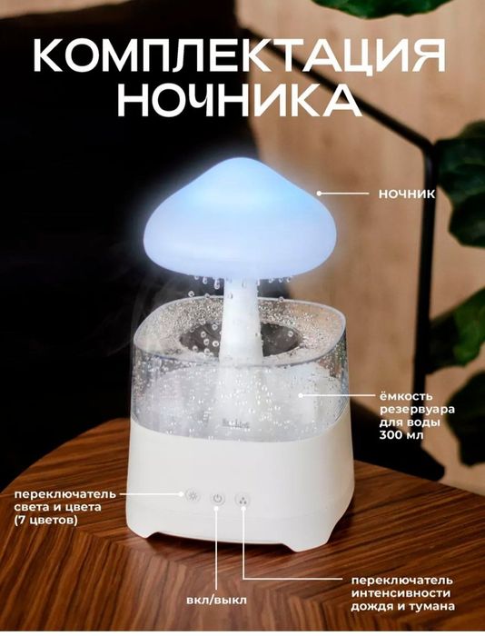 Увлажнитель воздуха ночник Led подсветкой с Bluetooth колонкой