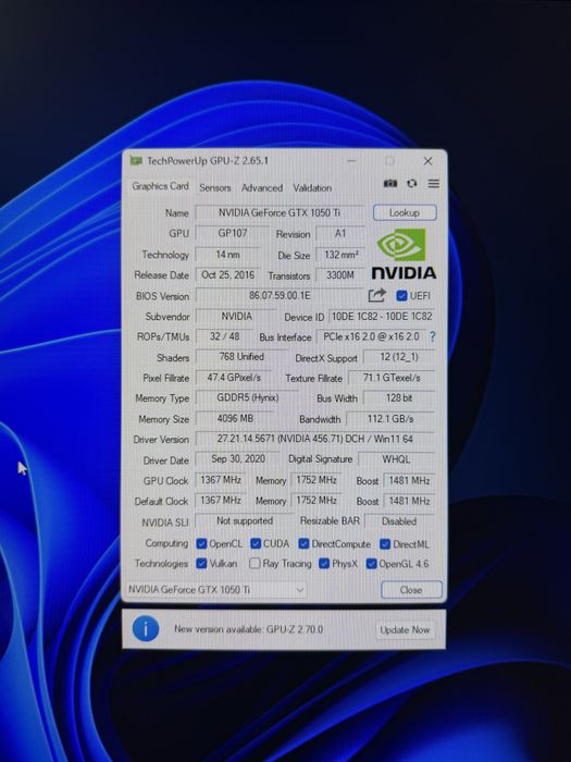 Видеокарта GTX 1050 ti Palit