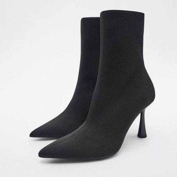 Ботильоны Zara тканевые черные