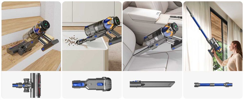 Безжична прахосмукачка Bulelink Zenith G10 45000Pa 550W с батерия до 65 минути - НОВА - Като Dyson
