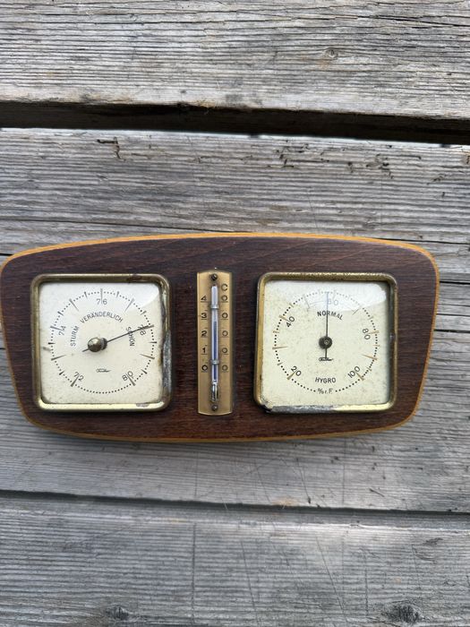 Stație meteo vintage Fischer DDR (Barometru, Termometru, Higrometru)