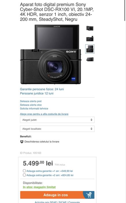 Sony RX100 vi , m6, premium , obbiectiv zeiss 24-200 mm f2.8 ca nou