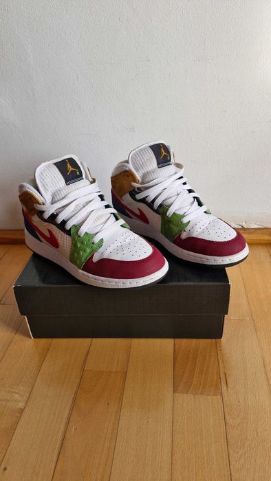 Air Jordan 1 Mid SE (GS) Messy Room Patchwork, mărimea 38.5