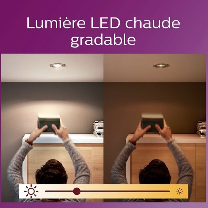 Bec LED Philips Classic GU10 WarmGlow, 50 W 2buc