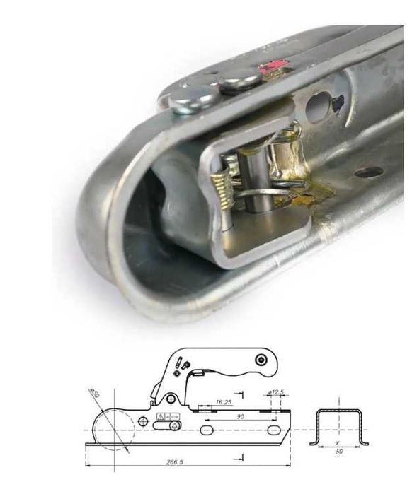 Замок для прицепа под швеллер 50мм Усиленный Vamer