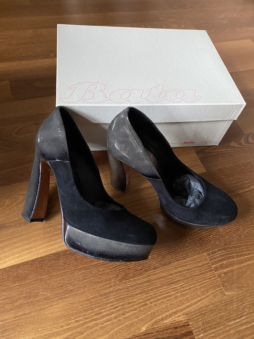 Pantofi Bata marimea 36 piele naturala negri cu gri ca noi