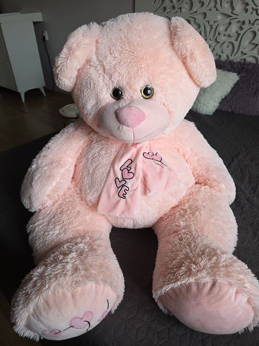 Голям плюшен мечок с шал Love, 120см, мек, розов