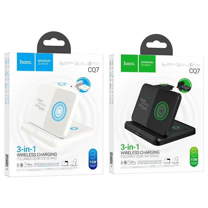 Hoco CQ7 Док-станция 3 в 1 For iPhone 14 15 & Samsung S24 Fold Z flip