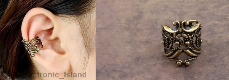 Модерна пънк рок ретро клип обеца за ухо, U форма, цвят старо сребро