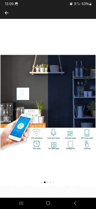 Intrerupator inteligent cu touch Rovo FN1C, Wi-Fi, fara nul, 1 canal!