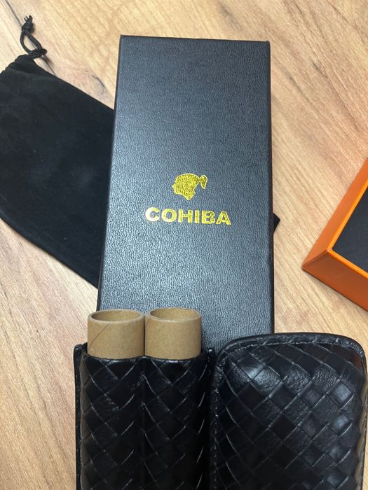 Кожен калъф, За 2 пури, Cohiba, Черен