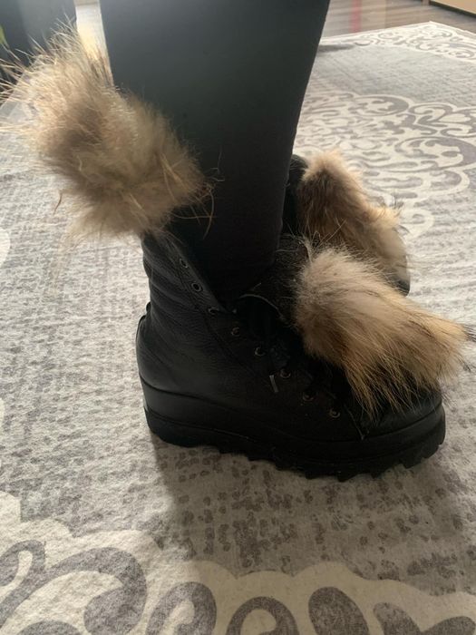 Дамски ботуши естествена кожа с естествен косъ м