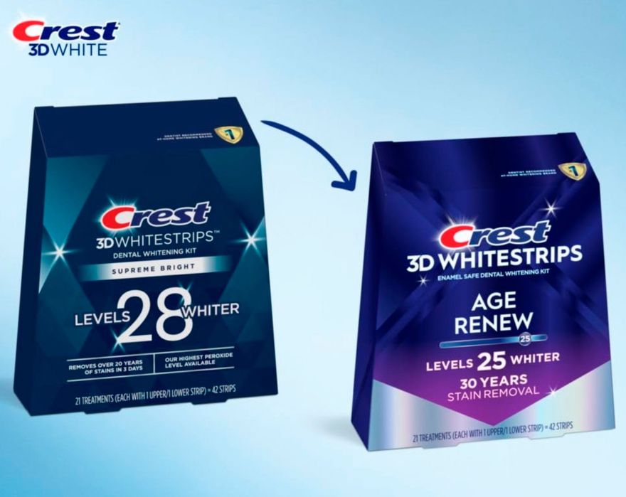 Crest 3D Whitestrips Benzi albire dinti SUPREME AGE RENEW 16% peroxid