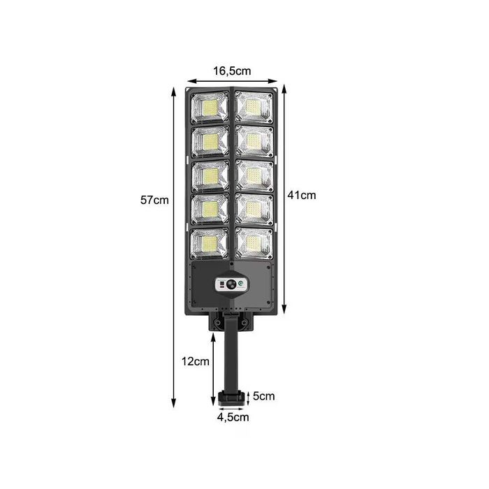 LED соларна улична лампа със сензор за движение и здрач, 1600 W