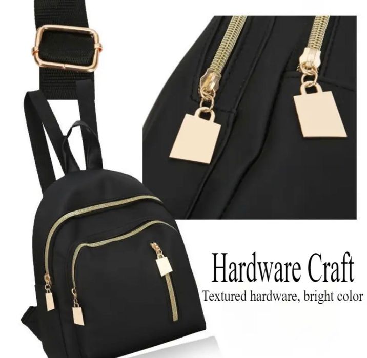 Дамска елегантна черна раница с регулируеми презрамки