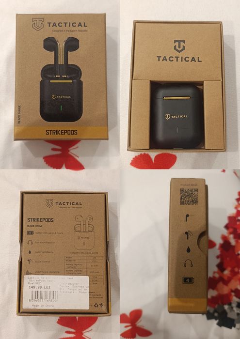 Căști wireless Tactical Strikepods Black Hawk, negre